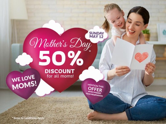 All moms receive 50% off on Mother's Day
